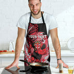Personalized Essendon Bombers Apron Polynesian Tribal Bomber Pilot Mascot With Hibiscus Floral Art