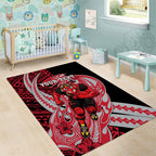 Personalized Essendon Bombers Area Rug Polynesian Tribal Bomber Pilot Mascot With Hibiscus Floral Art