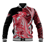 Personalized Essendon Bombers Baseball Jacket Polynesian Tribal Bomber Pilot Mascot With Hibiscus Floral Art