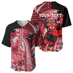 Personalized Essendon Bombers Baseball Jersey Polynesian Tribal Bomber Pilot Mascot With Hibiscus Floral Art
