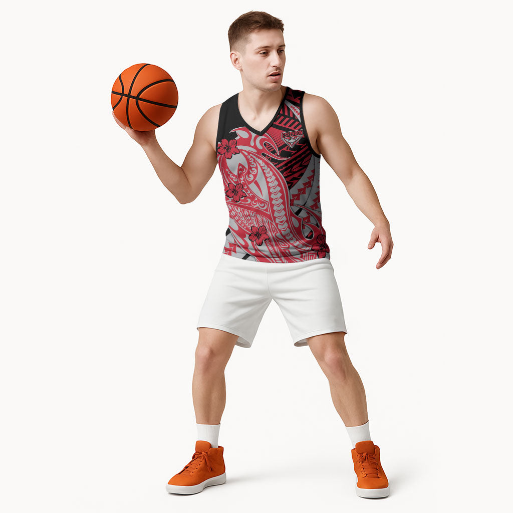 Personalized Essendon Bombers Basketball Jersey Polynesian Tribal Bomber Pilot Mascot With Hibiscus Floral Art