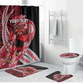 Personalized Essendon Bombers Bathroom Set Polynesian Tribal Bomber Pilot Mascot With Hibiscus Floral Art