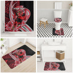 Personalized Essendon Bombers Bathroom Set Polynesian Tribal Bomber Pilot Mascot With Hibiscus Floral Art