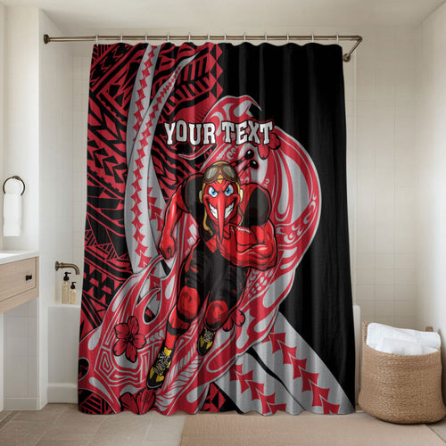 Personalized Essendon Bombers Bathroom Set Polynesian Tribal Bomber Pilot Mascot With Hibiscus Floral Art