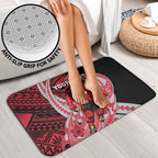 Personalized Essendon Bombers Bathroom Set Polynesian Tribal Bomber Pilot Mascot With Hibiscus Floral Art