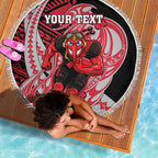 Personalized Essendon Bombers Beach Blanket Polynesian Tribal Bomber Pilot Mascot With Hibiscus Floral Art