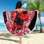Personalized Essendon Bombers Beach Blanket Polynesian Tribal Bomber Pilot Mascot With Hibiscus Floral Art