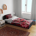 Personalized Essendon Bombers Bedding Set Polynesian Tribal Bomber Pilot Mascot With Hibiscus Floral Art