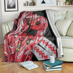 Personalized Essendon Bombers Blanket Polynesian Tribal Bomber Pilot Mascot With Hibiscus Floral Art