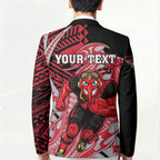 Personalized Essendon Bombers Blazer Polynesian Tribal Bomber Pilot Mascot With Hibiscus Floral Art