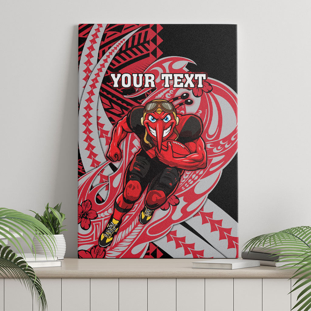Personalized Essendon Bombers Canvas Wall Art Polynesian Tribal Bomber Pilot Mascot With Hibiscus Floral Art