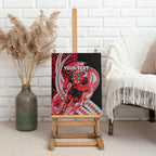 Personalized Essendon Bombers Canvas Wall Art Polynesian Tribal Bomber Pilot Mascot With Hibiscus Floral Art