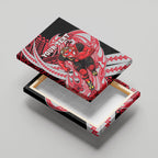 Personalized Essendon Bombers Canvas Wall Art Polynesian Tribal Bomber Pilot Mascot With Hibiscus Floral Art