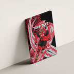 Personalized Essendon Bombers Canvas Wall Art Polynesian Tribal Bomber Pilot Mascot With Hibiscus Floral Art