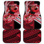 Personalized Essendon Bombers Car Mats Polynesian Tribal Bomber Pilot Mascot With Hibiscus Floral Art