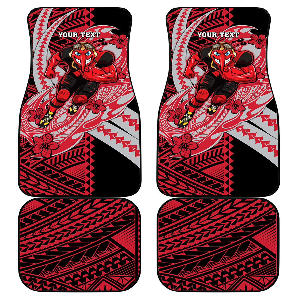 Personalized Essendon Bombers Car Mats Polynesian Tribal Bomber Pilot Mascot With Hibiscus Floral Art