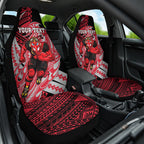 Personalized Essendon Bombers Car Seat Cover Polynesian Tribal Bomber Pilot Mascot With Hibiscus Floral Art