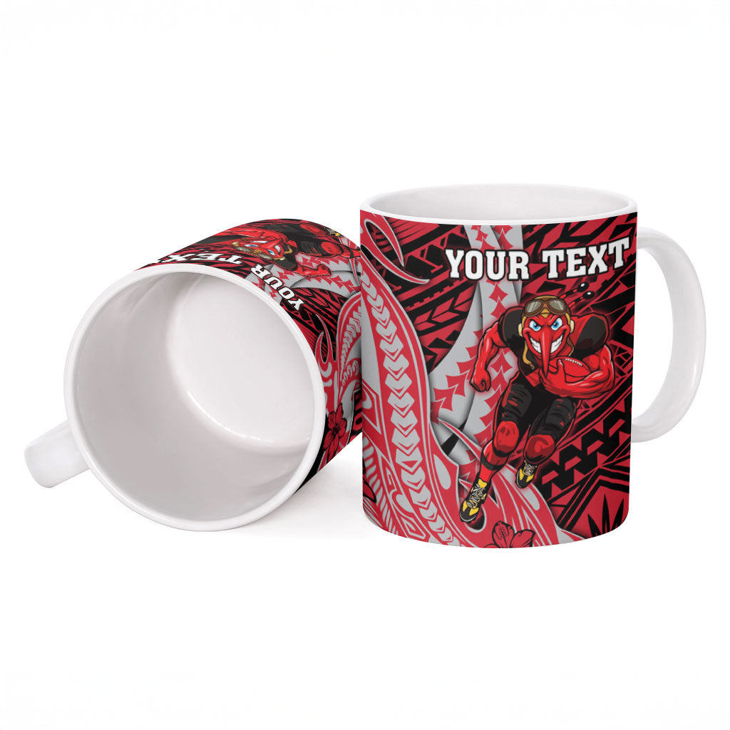 Personalized Essendon Bombers Ceramic Mug Polynesian Tribal Bomber Pilot Mascot With Hibiscus Floral Art