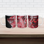 Personalized Essendon Bombers Ceramic Mug Polynesian Tribal Bomber Pilot Mascot With Hibiscus Floral Art