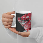 Personalized Essendon Bombers Ceramic Mug Polynesian Tribal Bomber Pilot Mascot With Hibiscus Floral Art