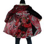 Personalized Essendon Bombers Cloak Polynesian Tribal Bomber Pilot Mascot With Hibiscus Floral Art
