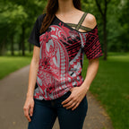 Personalized Essendon Bombers Cross Shoulder Shirt Polynesian Tribal Bomber Pilot Mascot With Hibiscus Floral Art