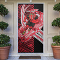 Personalized Essendon Bombers Door Cover Polynesian Tribal Bomber Pilot Mascot With Hibiscus Floral Art