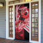 Personalized Essendon Bombers Door Cover Polynesian Tribal Bomber Pilot Mascot With Hibiscus Floral Art