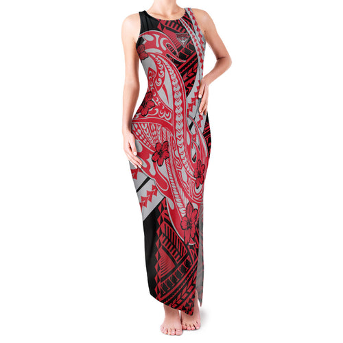 Personalized Essendon Bombers Family Matching Tank Maxi Dress and Hawaiian Shirt Polynesian Tribal Bomber Pilot Mascot With Hibiscus Floral Art