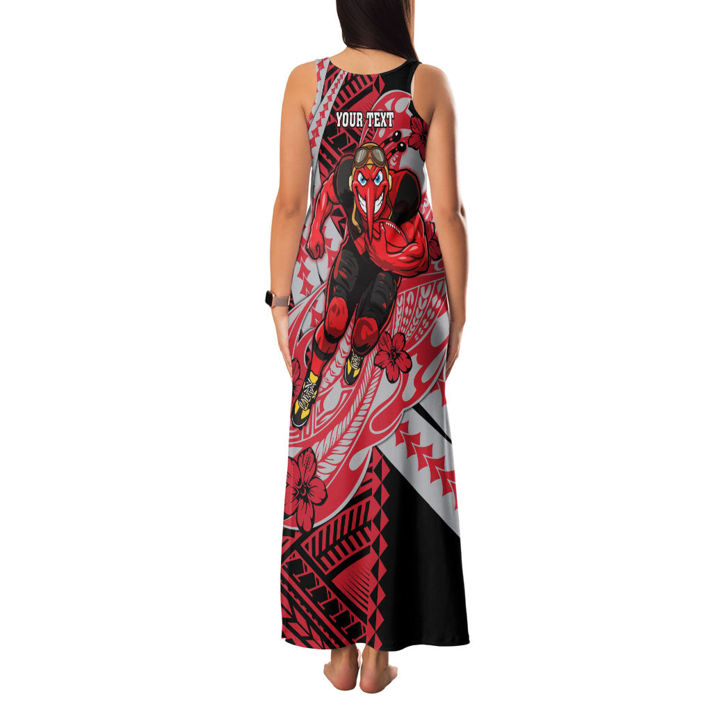 Personalized Essendon Bombers Family Matching Tank Maxi Dress and Hawaiian Shirt Polynesian Tribal Bomber Pilot Mascot With Hibiscus Floral Art