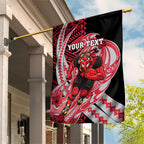 Personalized Essendon Bombers Garden Flag Polynesian Tribal Bomber Pilot Mascot With Hibiscus Floral Art
