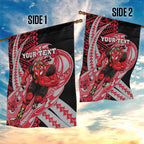 Personalized Essendon Bombers Garden Flag Polynesian Tribal Bomber Pilot Mascot With Hibiscus Floral Art