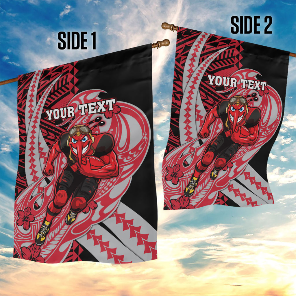 Personalized Essendon Bombers Garden Flag Polynesian Tribal Bomber Pilot Mascot With Hibiscus Floral Art