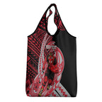 Personalized Essendon Bombers Grocery Bag Polynesian Tribal Bomber Pilot Mascot With Hibiscus Floral Art