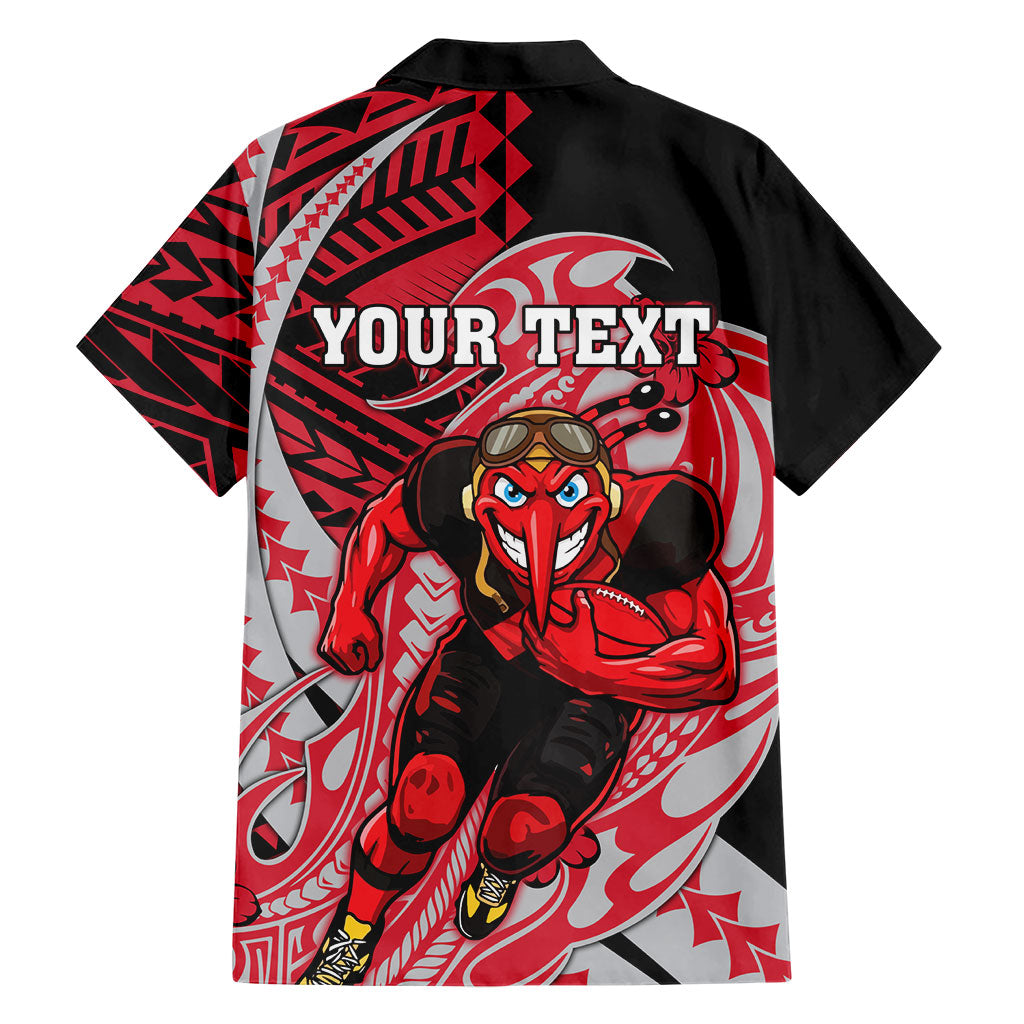 Personalized Essendon Bombers Hawaiian Shirt Polynesian Tribal Bomber Pilot Mascot With Hibiscus Floral Art