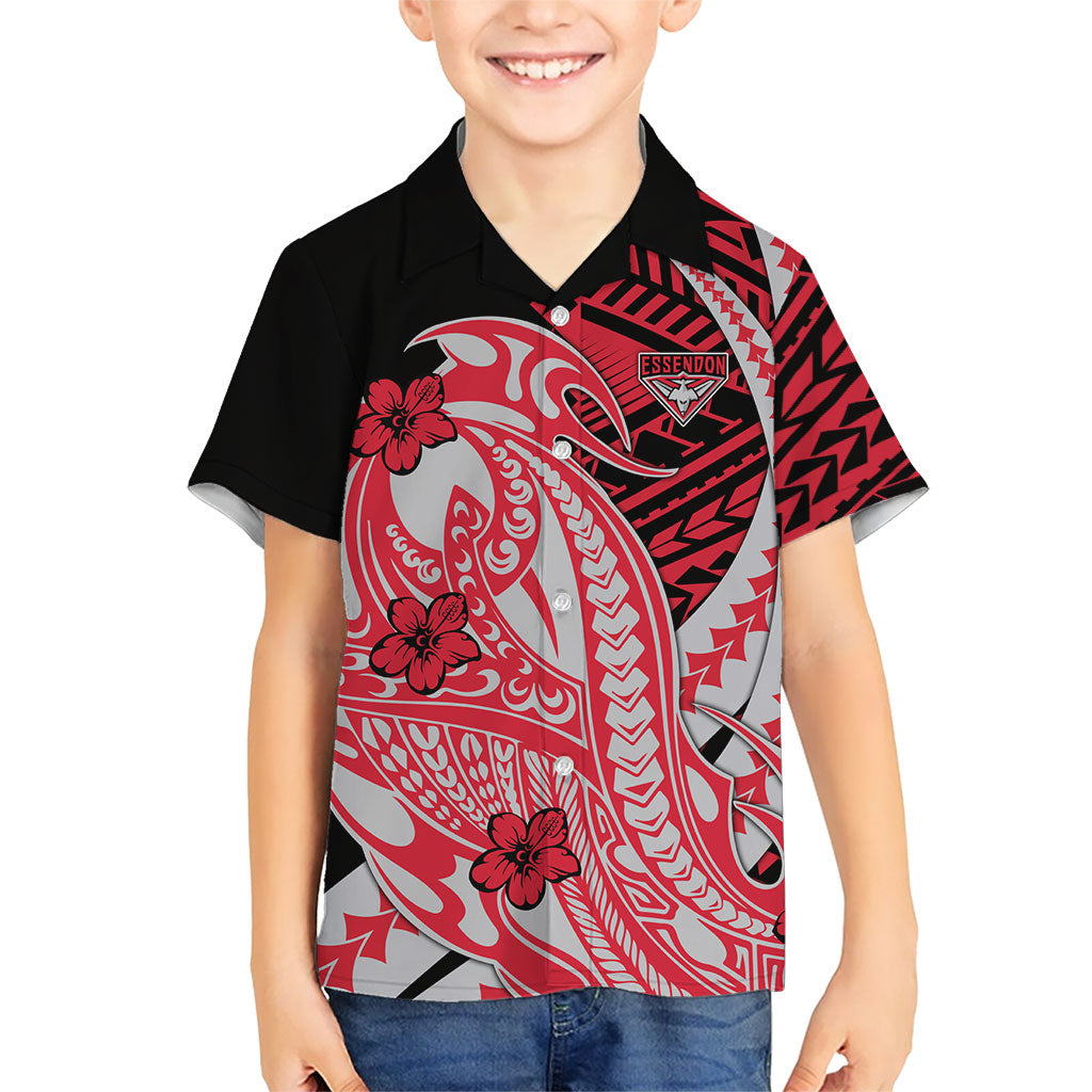 Personalized Essendon Bombers Hawaiian Shirt Polynesian Tribal Bomber Pilot Mascot With Hibiscus Floral Art