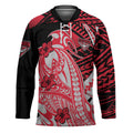 Personalized Essendon Bombers Hockey Jersey Polynesian Tribal Bomber Pilot Mascot With Hibiscus Floral Art