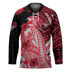 Personalized Essendon Bombers Hockey Jersey Polynesian Tribal Bomber Pilot Mascot With Hibiscus Floral Art