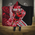 Personalized Essendon Bombers Hooded Blanket Polynesian Tribal Bomber Pilot Mascot With Hibiscus Floral Art