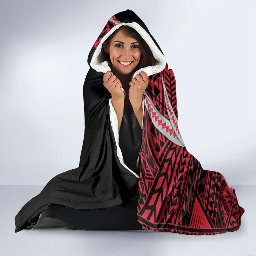 Personalized Essendon Bombers Hooded Blanket Polynesian Tribal Bomber Pilot Mascot With Hibiscus Floral Art