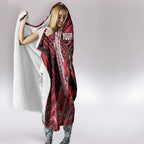 Personalized Essendon Bombers Hooded Blanket Polynesian Tribal Bomber Pilot Mascot With Hibiscus Floral Art