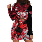 Personalized Essendon Bombers Hoodie Dress Polynesian Tribal Bomber Pilot Mascot With Hibiscus Floral Art