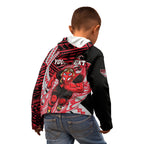 Personalized Essendon Bombers Kid Hoodie Polynesian Tribal Bomber Pilot Mascot With Hibiscus Floral Art