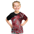 Personalized Essendon Bombers Kid T Shirt Polynesian Tribal Bomber Pilot Mascot With Hibiscus Floral Art