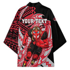 Personalized Essendon Bombers Kimono Polynesian Tribal Bomber Pilot Mascot With Hibiscus Floral Art