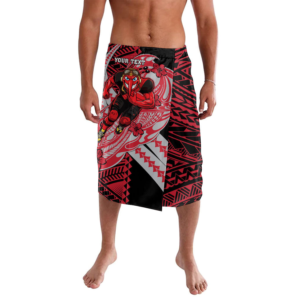 Personalized Essendon Bombers Lavalava Polynesian Tribal Bomber Pilot Mascot With Hibiscus Floral Art
