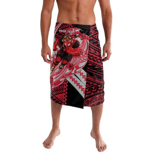 Personalized Essendon Bombers Lavalava Polynesian Tribal Bomber Pilot Mascot With Hibiscus Floral Art