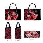 Personalized Essendon Bombers Leather Bag Polynesian Tribal Bomber Pilot Mascot With Hibiscus Floral Art