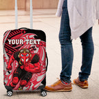 Personalized Essendon Bombers Luggage Cover Polynesian Tribal Bomber Pilot Mascot With Hibiscus Floral Art