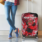 Personalized Essendon Bombers Luggage Cover Polynesian Tribal Bomber Pilot Mascot With Hibiscus Floral Art
